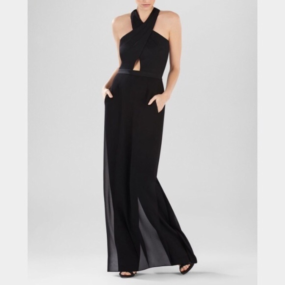 BCBG MaxAzria Joselyn Black Halter Top Jumpsuit.
